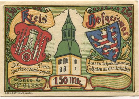 Hofgeismar - Kreis - -- - 1.50 Mark 