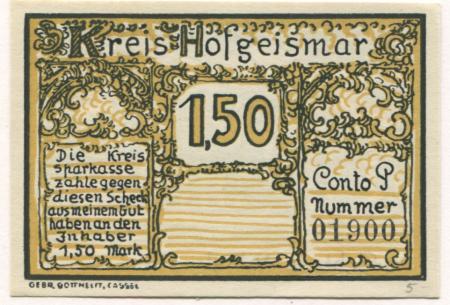 Hofgeismar - Kreis - -- - 1.50 Mark 