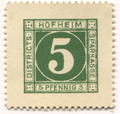 Hofheim - Bezirkssparkasse - -- - 5 Pfennig 