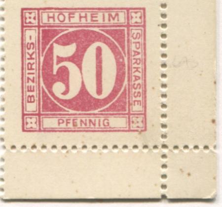 Hofheim - Bezirkssparkasse - -- - 50 Pfennig 