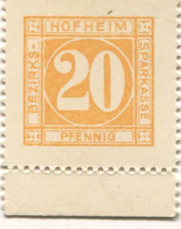 Hofheim - Bezirkssparkasse - -- - 20 Pfennig 