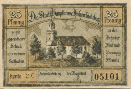 Hohenfriedeberg (heute: PL-Dobromierz) - Stadt - -- - 25 Pfennig 