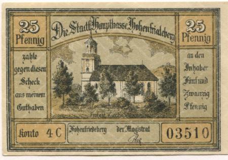Hohenfriedeberg (heute: PL-Dobromierz) - Stadt -  -- - 25 Pfennig 