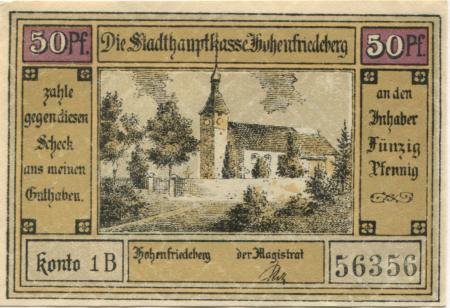 Hohenfriedeberg (heute: PL-Dobromierz) - Stadt - -- - 50 Pfennig 