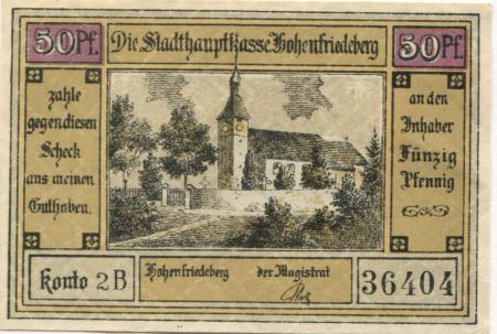 Hohenfriedeberg (heute: PL-Dobromierz) - Stadt - -- - 50 Pfennig 