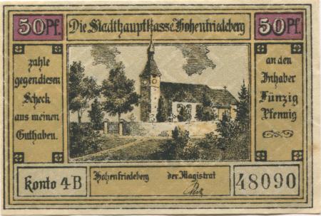 Hohenfriedeberg (heute: PL-Dobromierz) - Stadt - -- - 50 Pfennig 
