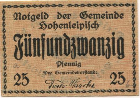 Hohenleipisch - Gemeinde - - 31.12.1920 - 25 Pfennig 