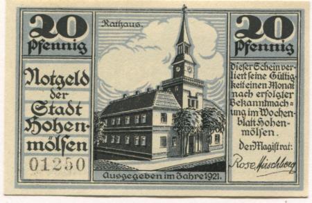 Hohenmölsen - Stadt - 1921 - 20 Pfennig 