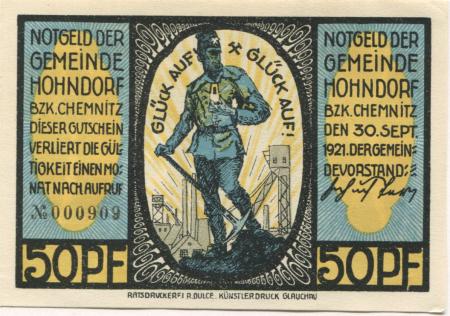 Hohndorf - Gemeinde - 30.9.1921 - 50 Pfennig 