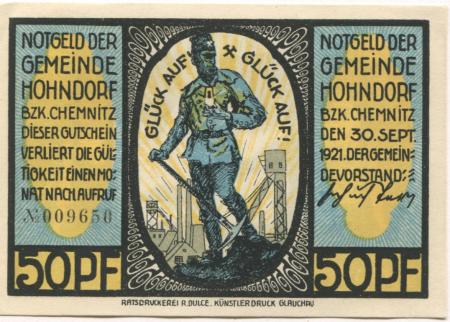 Hohndorf - Gemeinde - 30.9.1921 - 50 Pfennig 