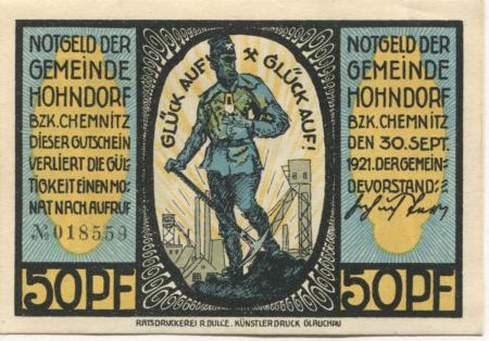 Hohndorf - Gemeinde - 30.9.1921 - 50 Pfennig 