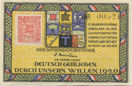 Holnis (heute: Glücksburg) - Gemeinde - 14.3.1920 - 1 Mark 