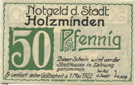 Holzminden - Stadt - - 1.5.1922 - 50 Pfennig 