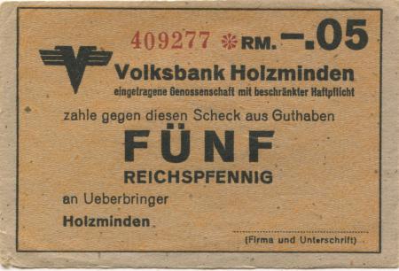 Holzminden - Volksbank  eGmbH - -- - 5 Pfennig 