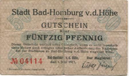 Homburg (Bad) - Stadt - 1.6.1917 - 50 Pfennig 