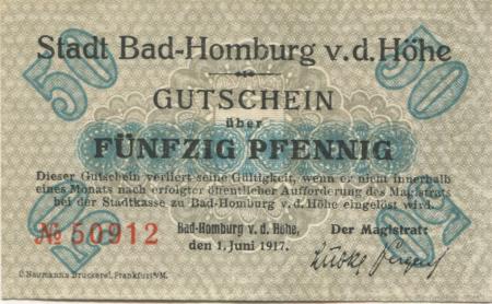Homburg (Bad) - Stadt - 1.6.1917 - 50 Pfennig 