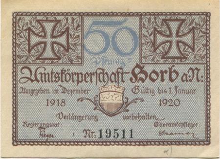 Horb - Amtskörperschaft - Dezember 1918 - 1.1.1920 - 50 Pfennig 