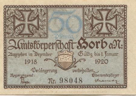 Horb - Amtskörperschaft - Dezember 1918 - 1.1.1920 - 50 Pfennig 