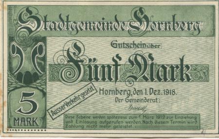 Hornberg - Stadt - 1.12.1918 - 1.3.1919 - 5 Mark 