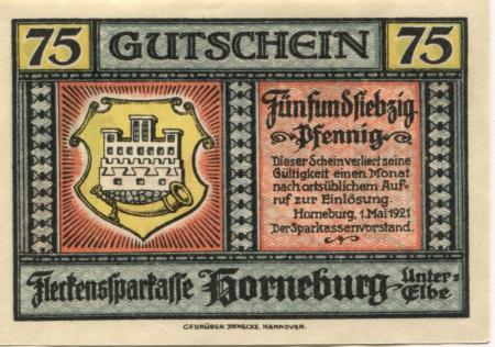 Horneburg - Sparkasse - 1.5.1921 - 75 Pfennig 