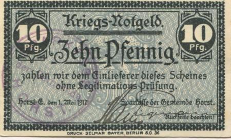 Horst - Sparkasse der Gemeinde - 1.5.1917 - 10 Pfennig 