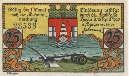 Hoyer (heute: DK-Hojer Sogn) - Gemeinde - 10.4.1920 - 25 Pfennig 