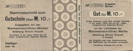 Huckingen (heute: Duisburg) - Mannesmannröhren-Werke, Abteilung Schulz-Knaudt - -- - 10 Mark 