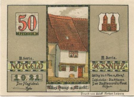 Jeßnitz - Stadt - 1.9.1921 - 50 Pfennig 