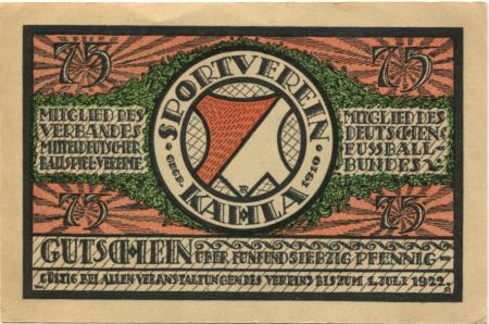 Kahla - Sportverein - - 1.7.1922 - 75 Pfennig 