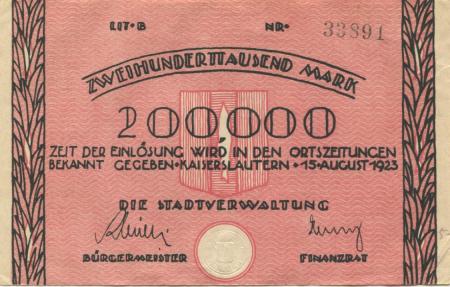 Kaiserslautern - Stadt - 15.8.1923 - 200000 Mark 