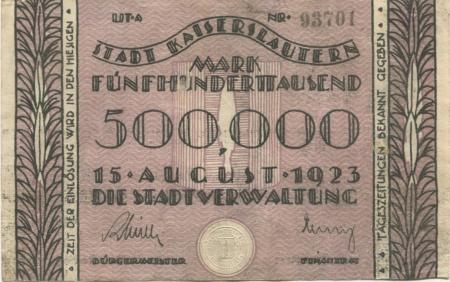 Kaiserslautern - Stadt - 15.8.1923 - 500000 Mark 