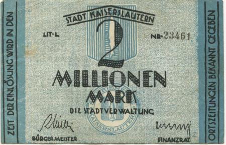Kaiserslautern - Stadt - 15.8.1923 - 2 Millionen Mark 