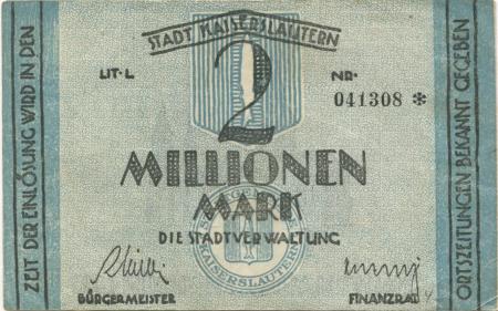 Kaiserslautern - Stadt - 15.8.1923 - 2 Millionen Mark 