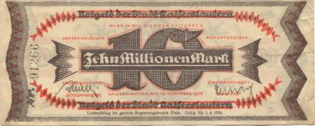 Kaiserslautern - Stadt - 10.9.1923 - 1.4.1924 - 10 Millionen Mark 