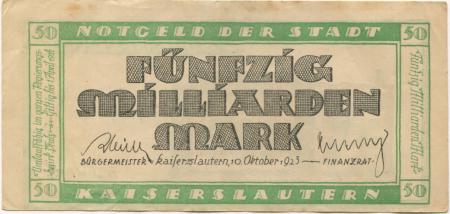 Kaiserslautern - Stadt - 10.10.1923 - 1.4.1924 - 50 Milliarden Mark 