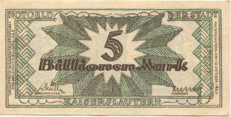 Kaiserslautern - Stadt - 10.10.1923 - 1.4.1924 - 5 Billionen Mark 