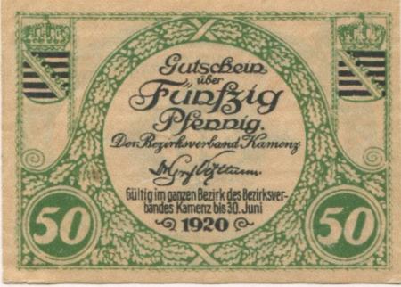 Kamenz - Amtshauptmannschaft -- 30.6.1920 - 50 Pfennig 