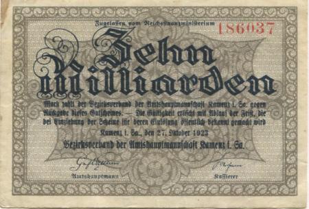 Kamenz - Amtshauptmannschaft - 27.10.1923 - 10 Milliarden Mark 