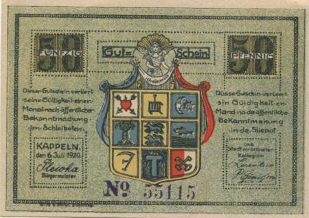 Kappeln - Stadt - 6.7.1920 - 50 Pfennig 