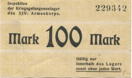 Karlsruhe - Inspektion der Kriegsgefangenenlager des XIV.Armeekorps - -- - 100 Mark 