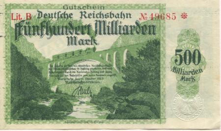 Karlsruhe - Reichsbahndirektion - 15.10.1923 - 500 Milliarden Mark 