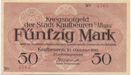 Kaufbeuren - Stadt - 15.10.1918 - 31.12.1918 - 50 Mark 