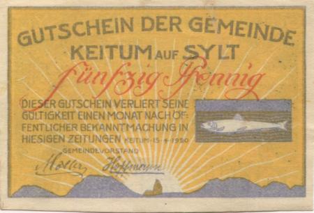 Keitum (heute: Sylt) - Gemeinde - 15.4.1920 - 50 Pfennig 