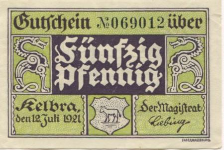 Kelbra - Stadt - 12.7.1921 - 50 Pfennig 