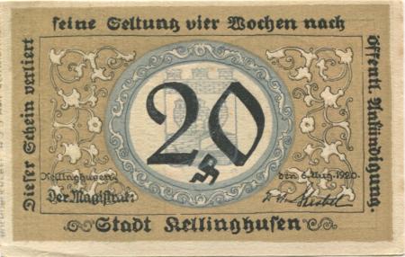 Kellinghusen - Stadt - 6.8.1920 - 20 Pfennig 