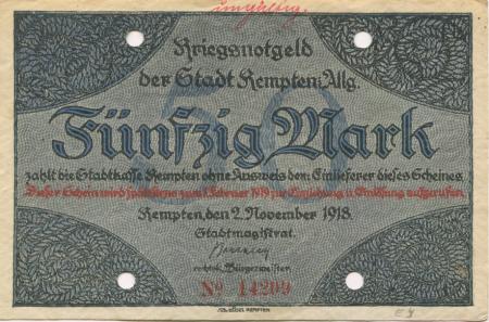 Kempten - Stadt - 2.11.1918 - 1.2.1919 - 50 Mark 