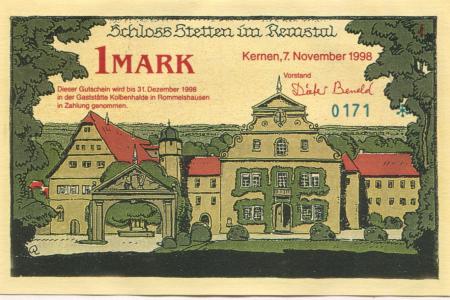 Kernen - Münzenfreunde Unteres Remstal - 7.11.1998 - 31.12.1998 - 1 D-Mark 