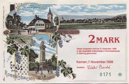 Kernen - Münzenfreunde Unteres Remstal - 7.11.1998 - 31.12.1998 - 2 D-Mark 