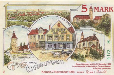 Kernen - Münzenfreunde Unteres Remstal - 7.11.1998 - 31.12.1998 - 5 D-Mark 