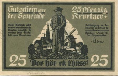 Kevelaer - Gemeinde - 1.6.1921 - 25 Pfennig 
